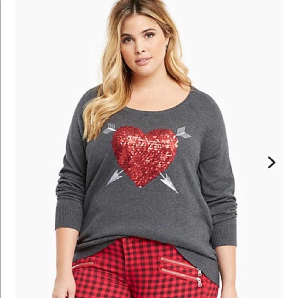 Torrid 2x Sequin Heart sweater